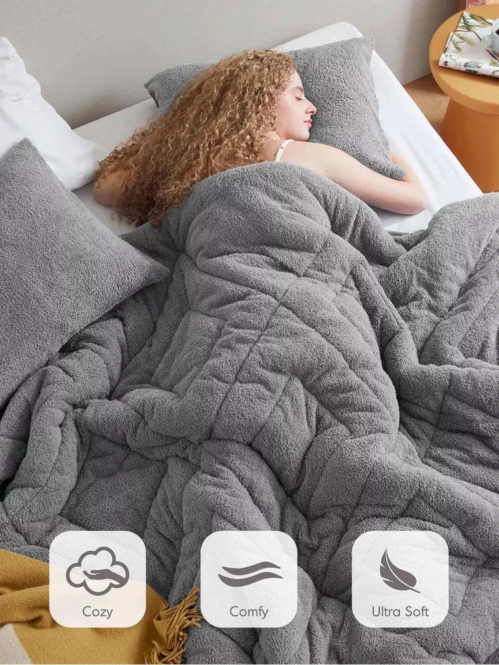 Kyla Double Diamond Quilted Teddy Comforter Set - Full/Queen - NWT